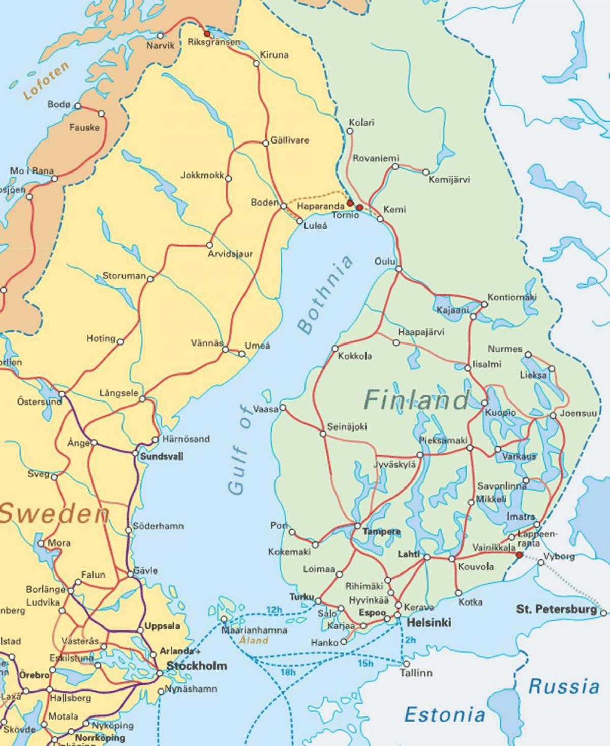 Finlandia pociągiem na mapie