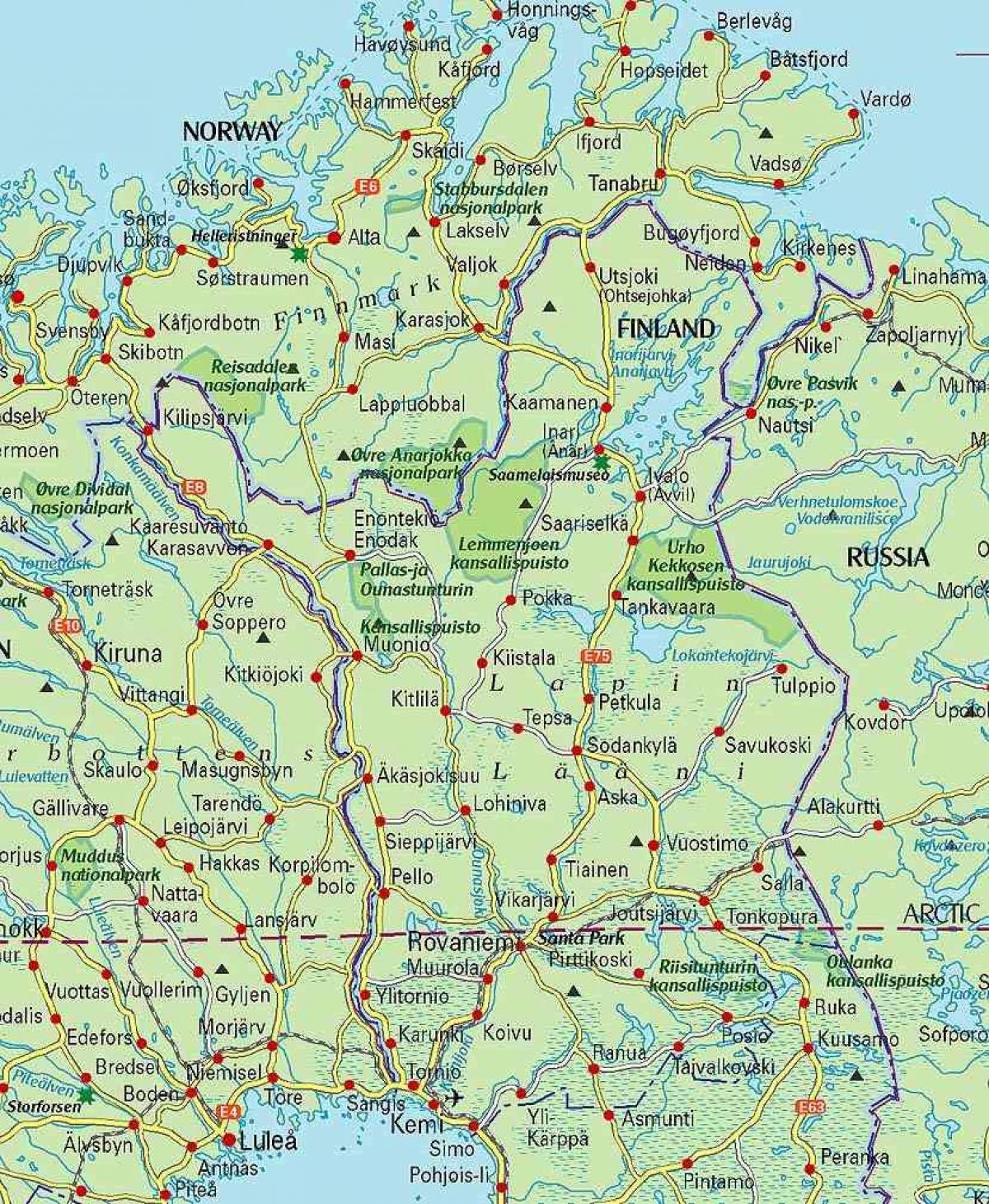 mapa Finlandii i Laponii