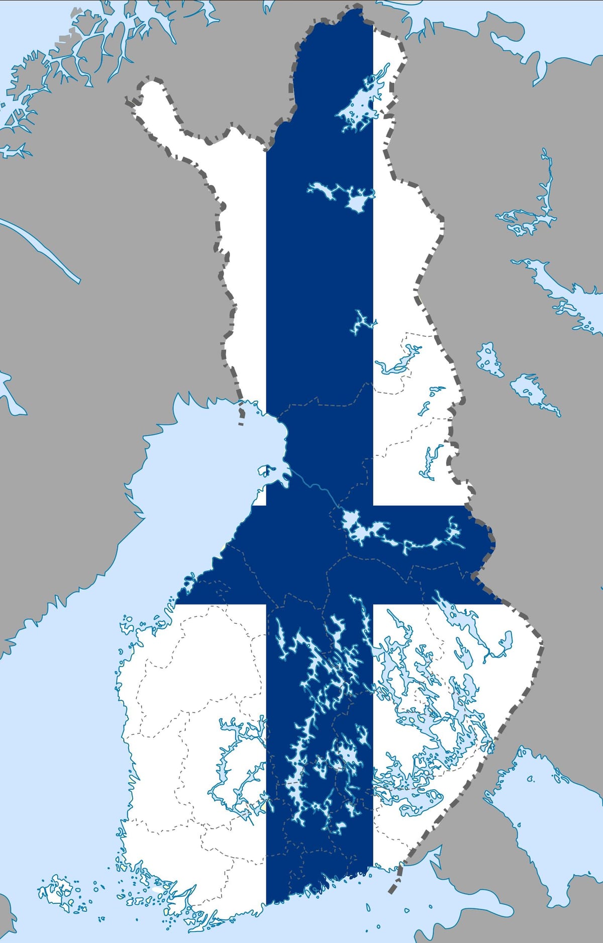 Flaga Finlandii na mapie 