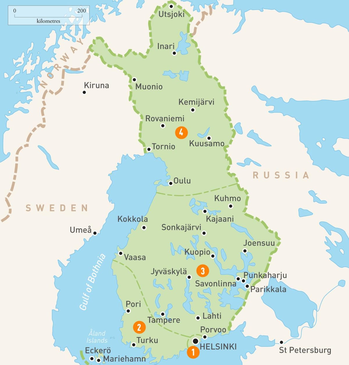 Mapa jezior Finlandii