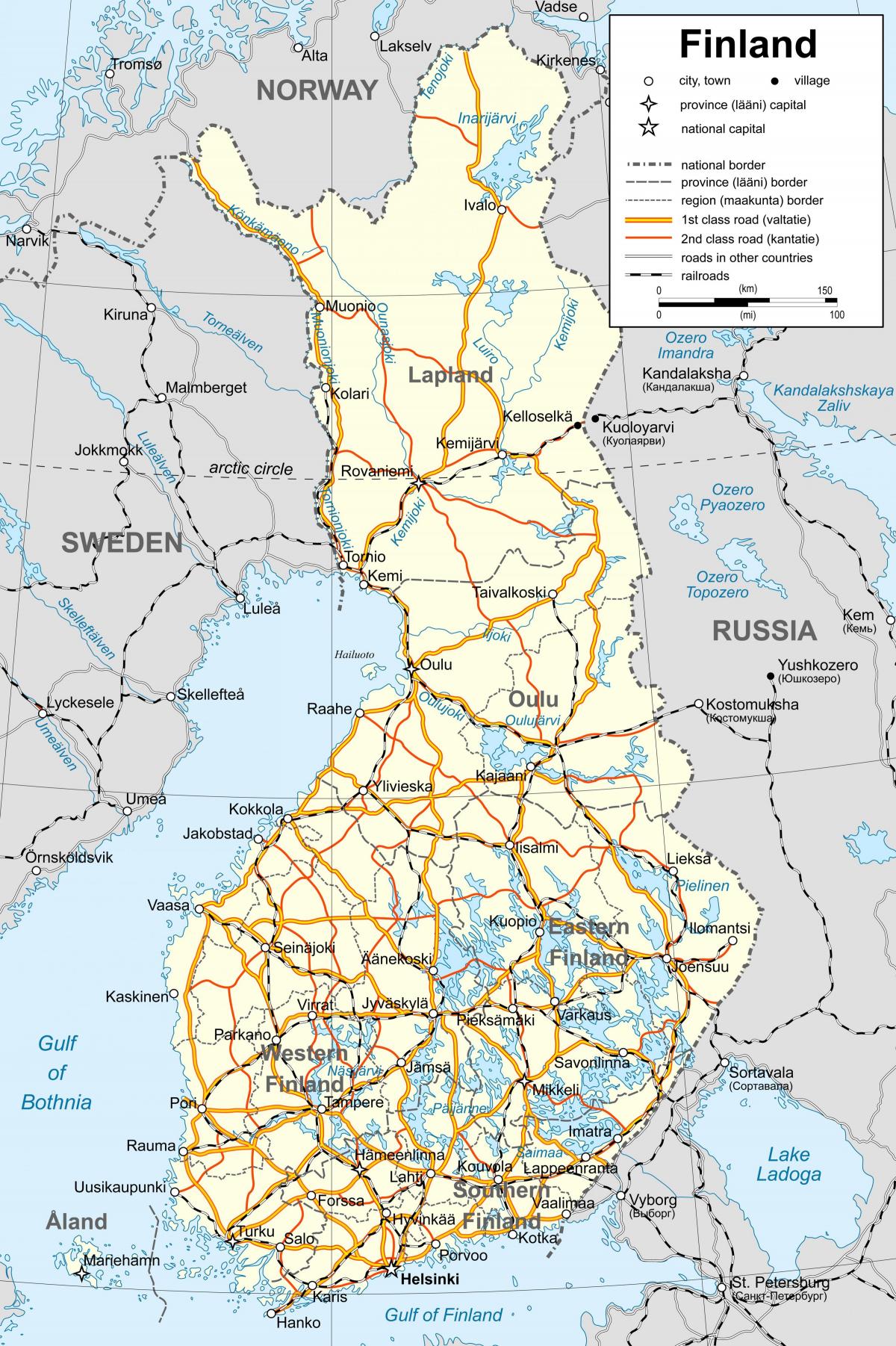 Mapa Finlandii polityczne