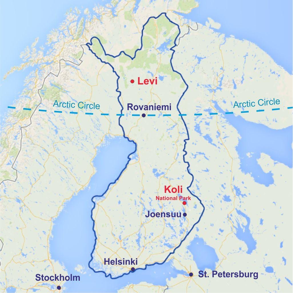 Rovaniemi na mapie Finlandii