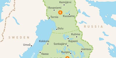 Mapa jezior Finlandii