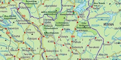 Mapa Finlandii piesze wycieczki