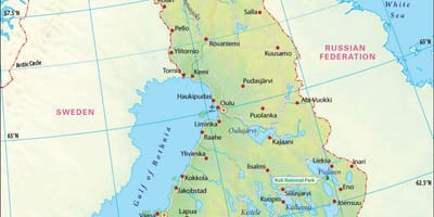 Mapa Finlandii geografia