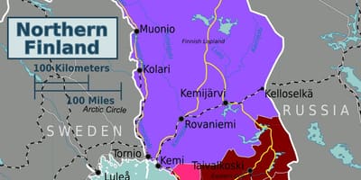 Mapa Północnej Finlandii